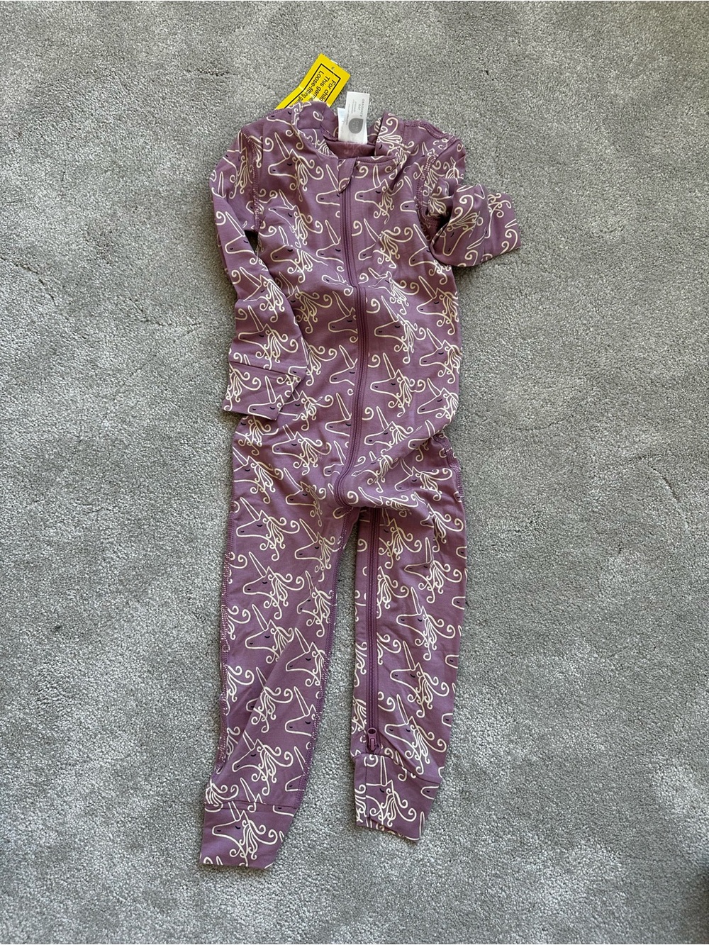 [Hanna Andersson] Mauve Zip-Front Pajama Set with White Whimsical Print